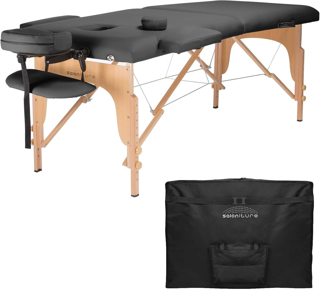 Black Portable Folding Massage Table with Carrying Case Y414728