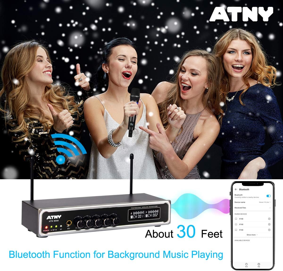 UHF Dual Channel Handheld Wireless Microphone System with 2 Rechargeable Metal Mics and LED Display Q777