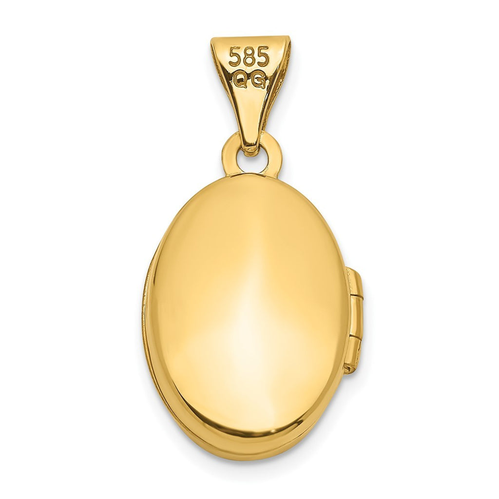11mm 10k Yellow Gold Beaded Scroll Oval Photo Locket Pendant Necklace H1912