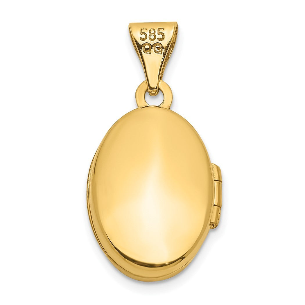 11mm 10k Yellow Gold Beaded Scroll Oval Photo Locket Pendant Necklace H1912