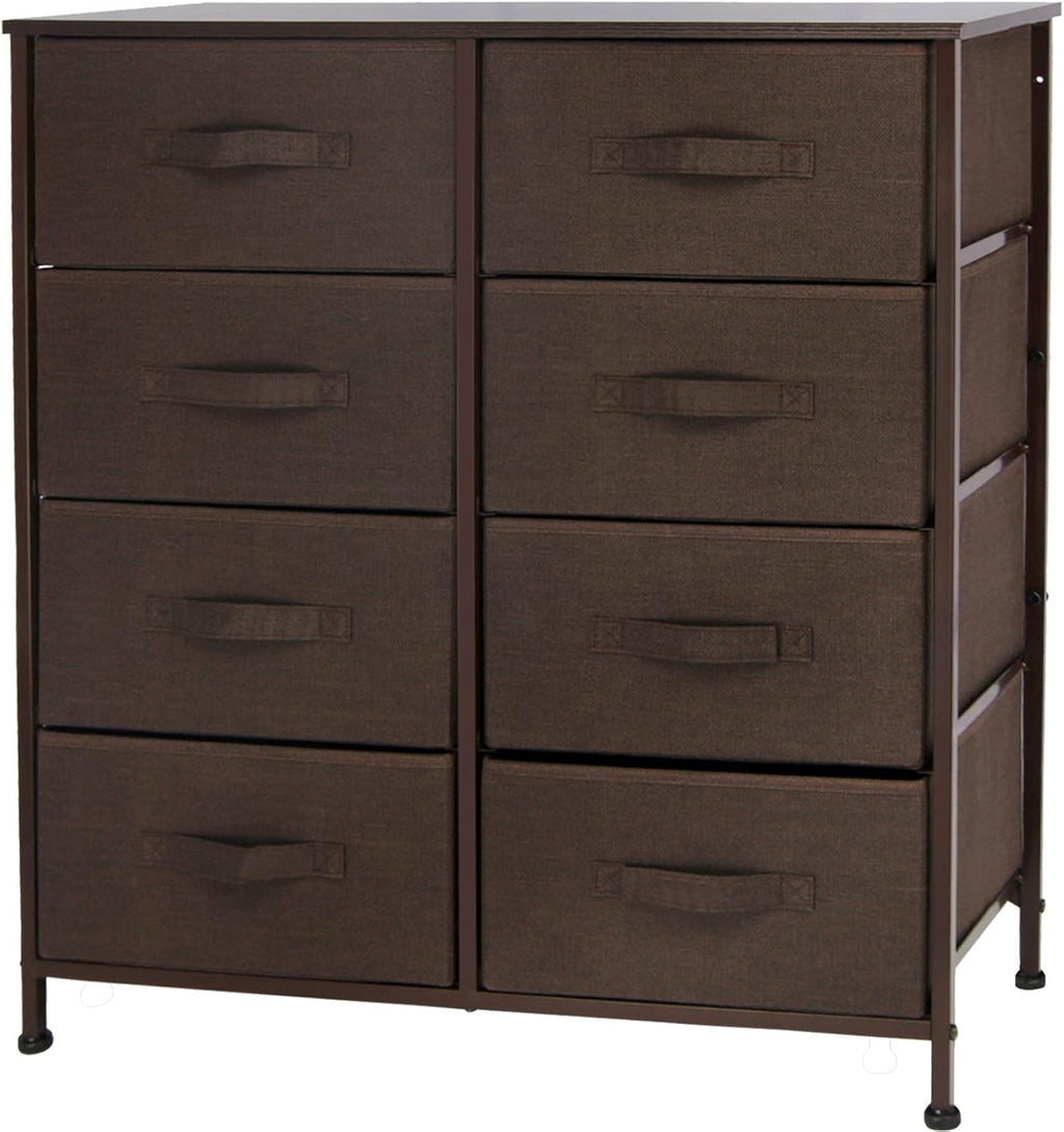Gray 8 Drawer Vertical Dresser with Fabric Bins R601
