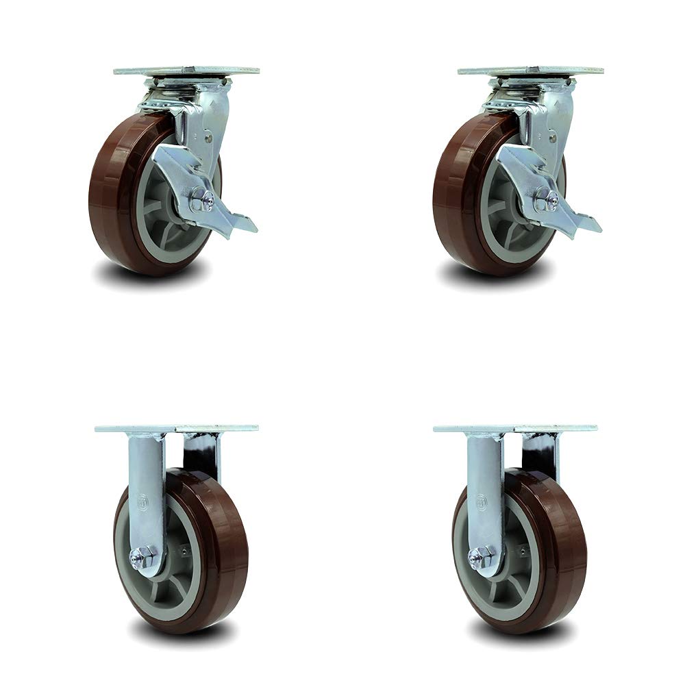 Heavy Duty Swivel Caster, Non-Marking Polyurethane Wheel, 8 Size Pack of 2 E912897