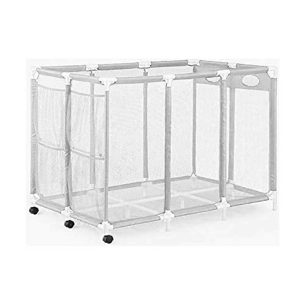 Extra-Large White Mesh Rolling Storage Organizer Bin L964
