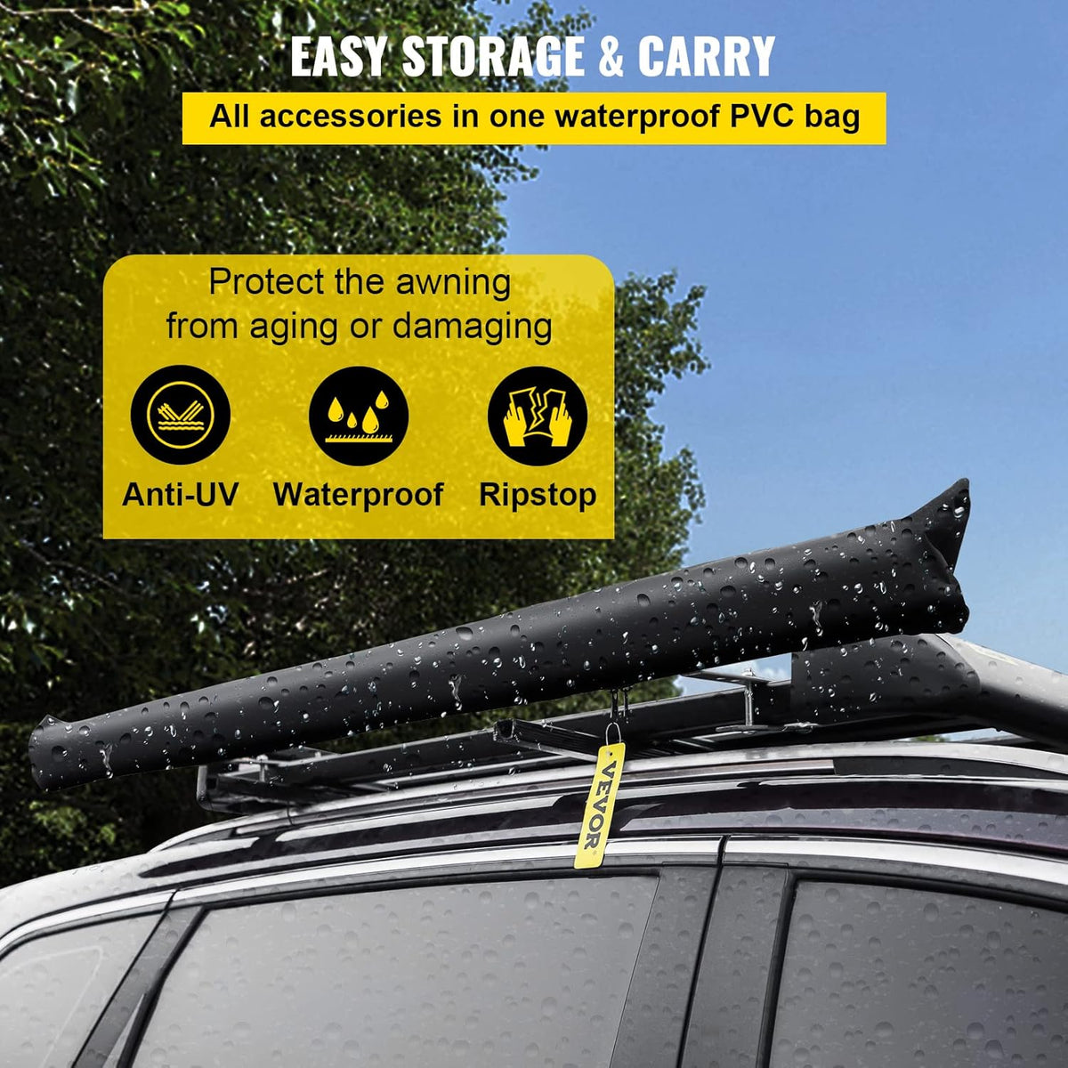 7.6'x8.2' Pull-Out Retractable Vehicle Awning with Carry Bag M2767