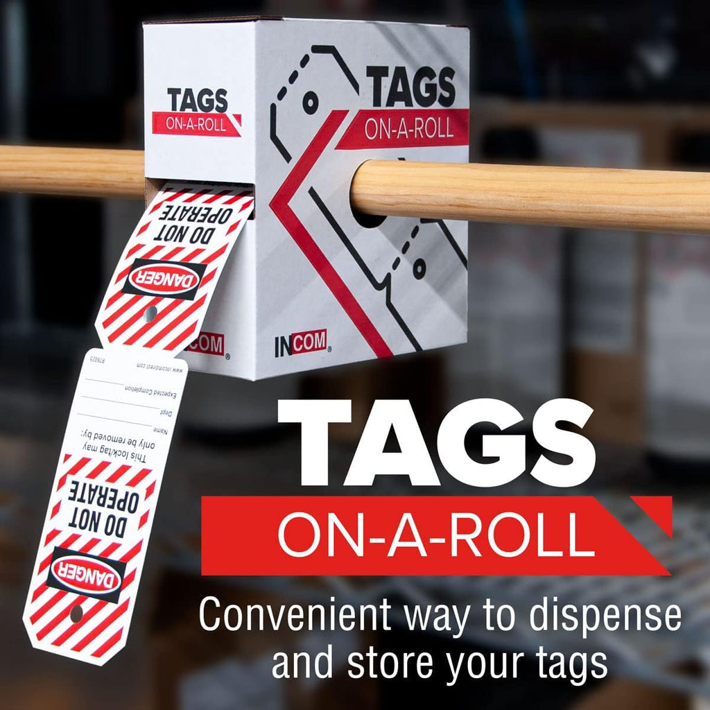 Danger Blank Heavy-Duty Waterproof Tear-Resistant Red/Black On White 6.25 Inches X 3 Inches X 10 Mil Thickness Pack of 2 Lockout Tags On A Roll K30967