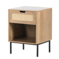 Natural Rattan Door Nightstand with Solid Metal Legs R931