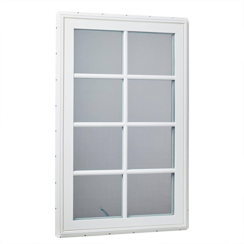 White Right-Hand Vinyl Casement Window with SDL Outside Grids and Screen C389742