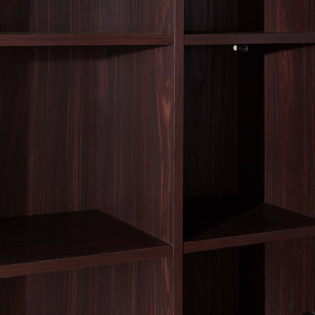 2-Piece Coffee Brown Desk and Bookcase D80359