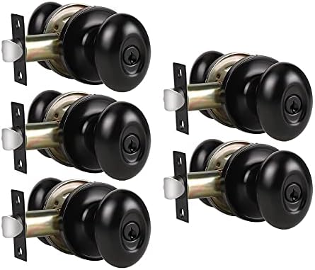 Matte Black Privacy Door Knobs with Lock, 10 Pack B451