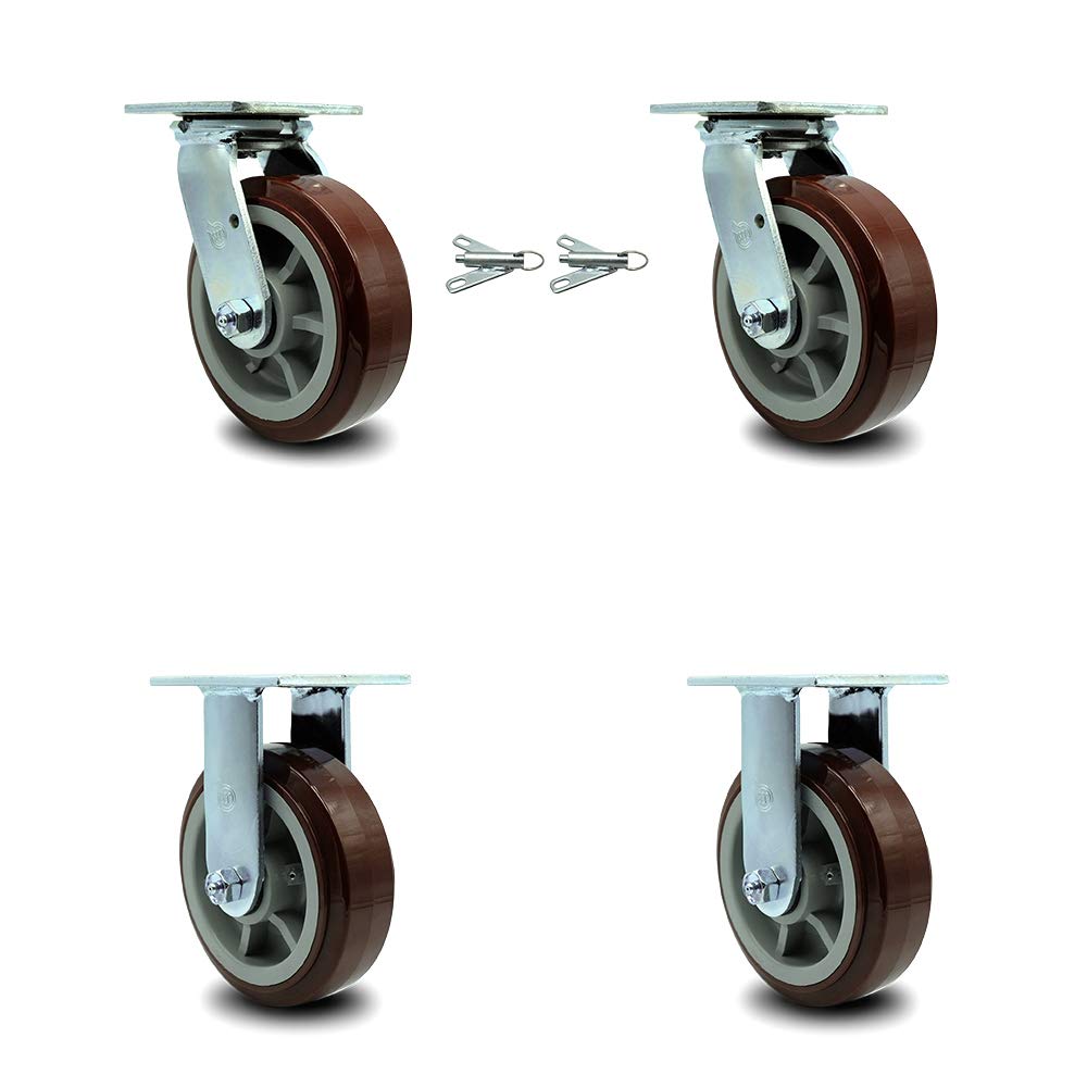 Heavy Duty Swivel Caster, Non-Marking Polyurethane Wheel, 8 Size Pack of 2 E912897