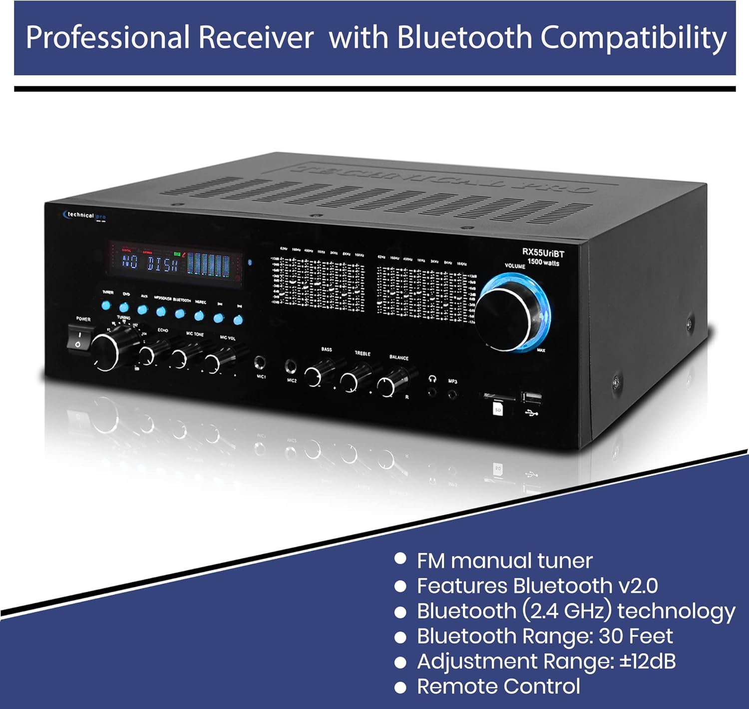 1500 Watts Professional Receiver with Bluetooth Compatibility H805175