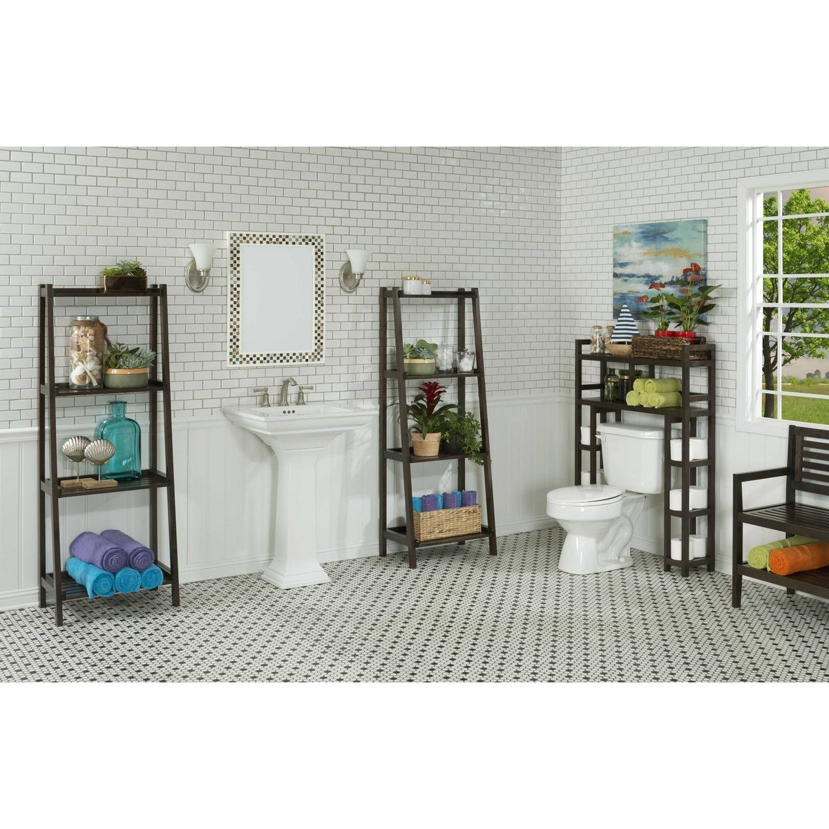 White Bathroom Organizer with 2 Shelves J724