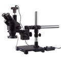 Trinocular Stereo Zoom Microscope on Single Arm Boom Stand with 144 LED Ring-light and 10MP Camera B71236
