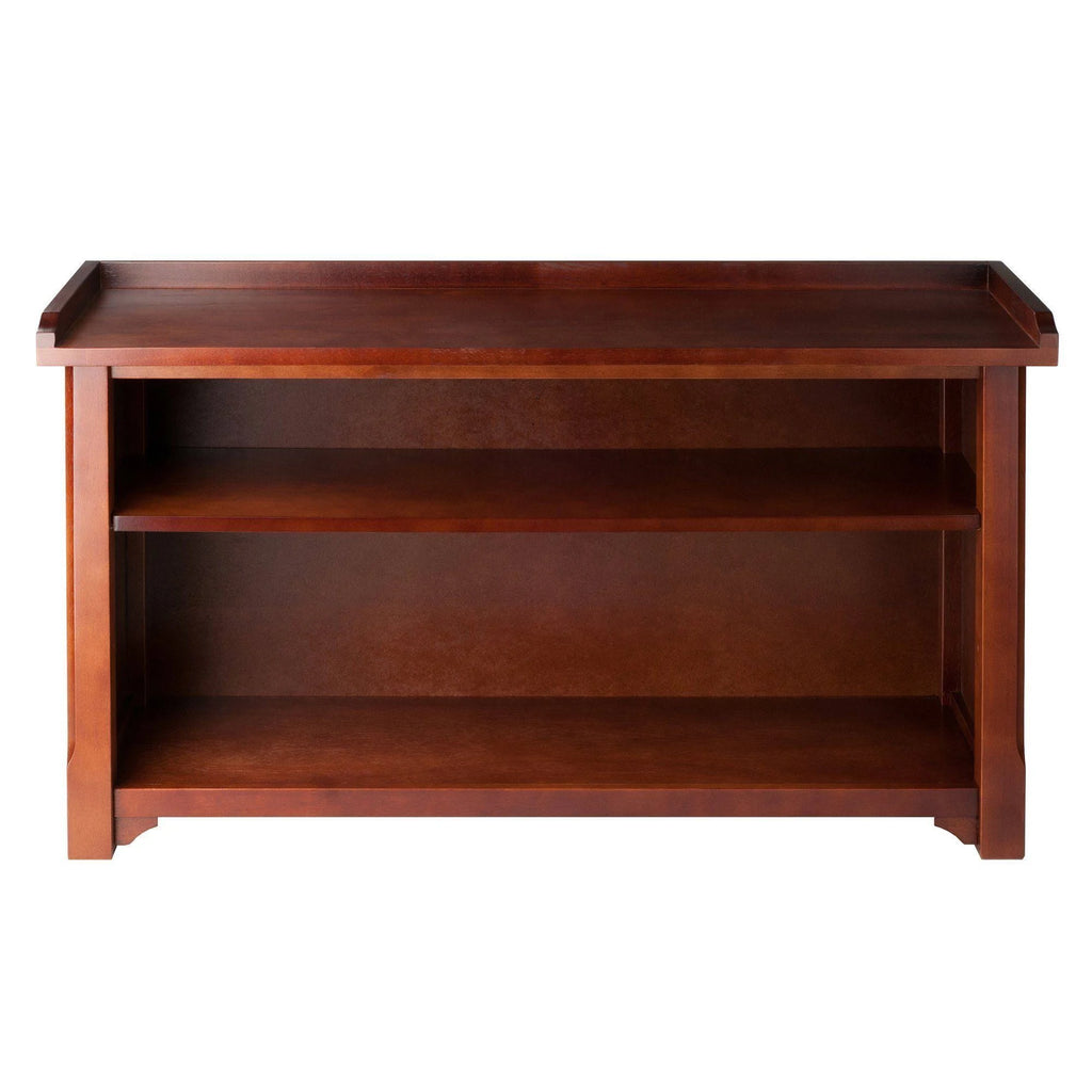 Antique Walnut Wood Bench With Storage Shelf B714851