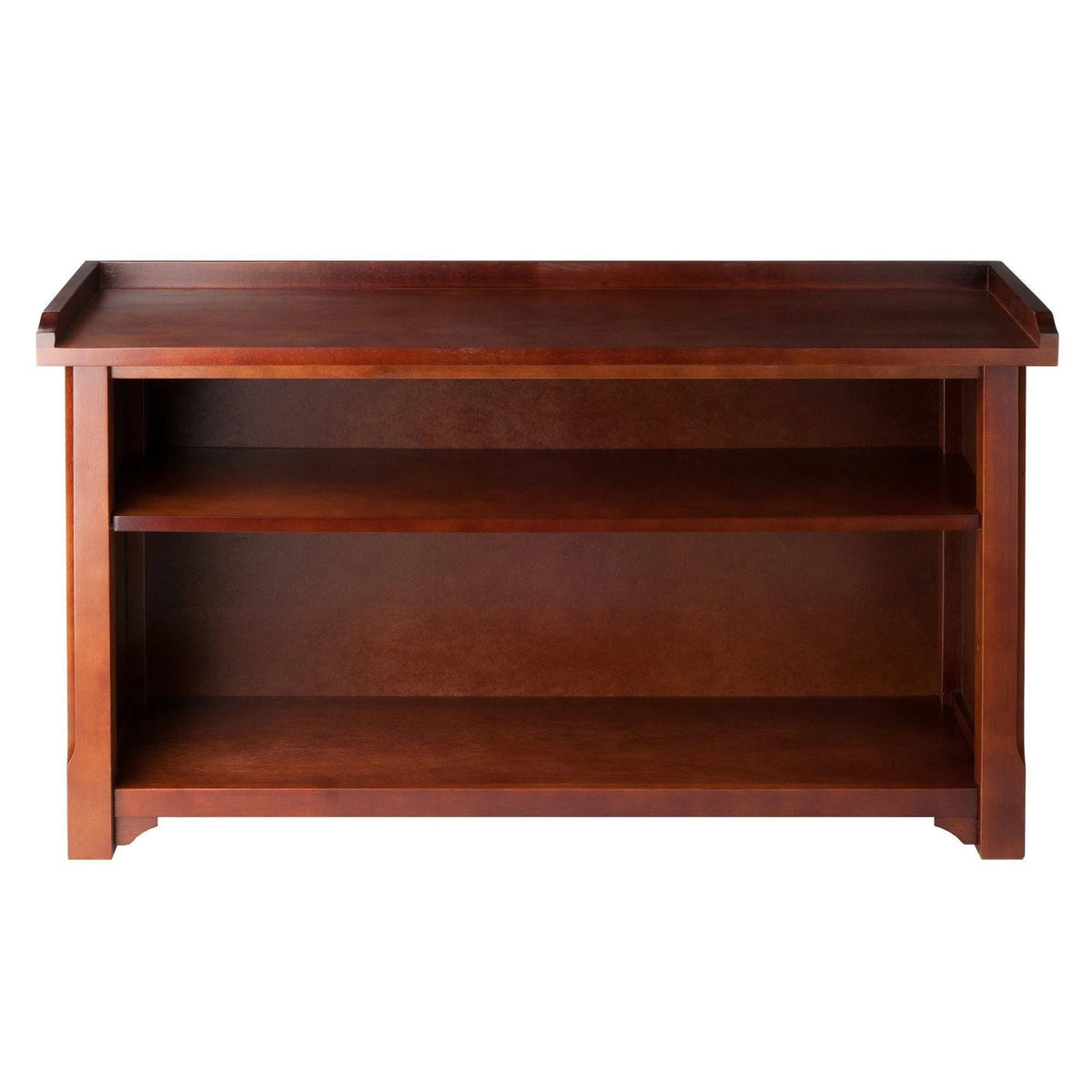 Antique Walnut Wood Bench With Storage Shelf B714851