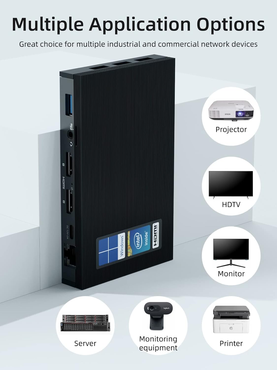 Fanless Mini PC 8G 256GB 4K Dual HDMI Gigabit Ethernet D457381