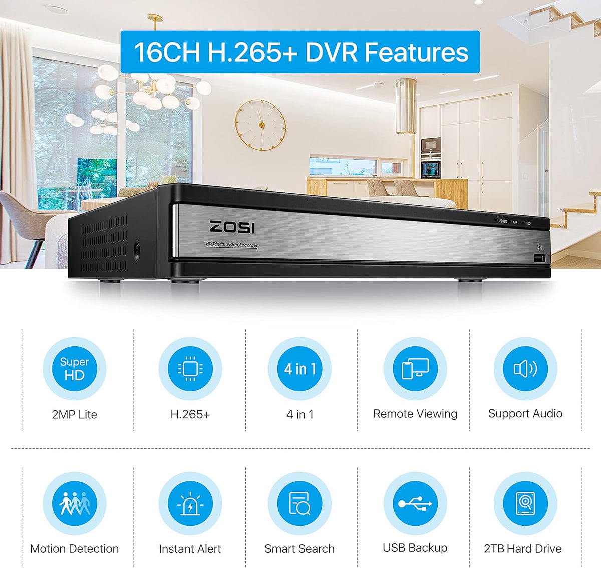 16 Channel 1080p CCTV Dome Camera Security System with 2TB Hard Drive P4940
