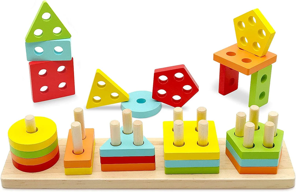 Wooden Sorting and Stacking Toys for Toddlers G157029