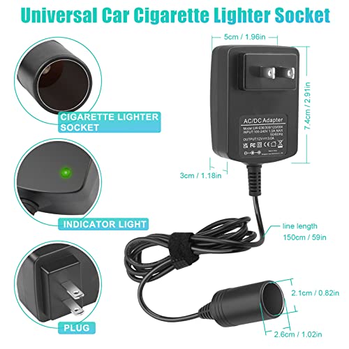 110V AC to 12V DC Car Power Adapter Converter Cigarette Lighter Socket 60W Black I422