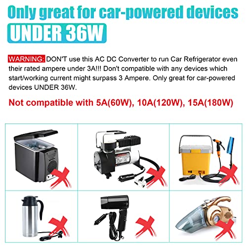 110V AC to 12V DC Car Power Adapter Converter Cigarette Lighter Socket 60W Black I422