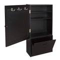Black Wall Storage Cabinet with Magnetic Chalkboard Front and Pull-Out Drawer F8380