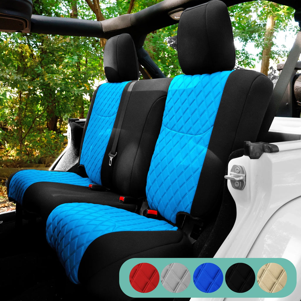 Black Neoprene Rear Seat Covers for Jeep Wrangler JK 4DR D2114