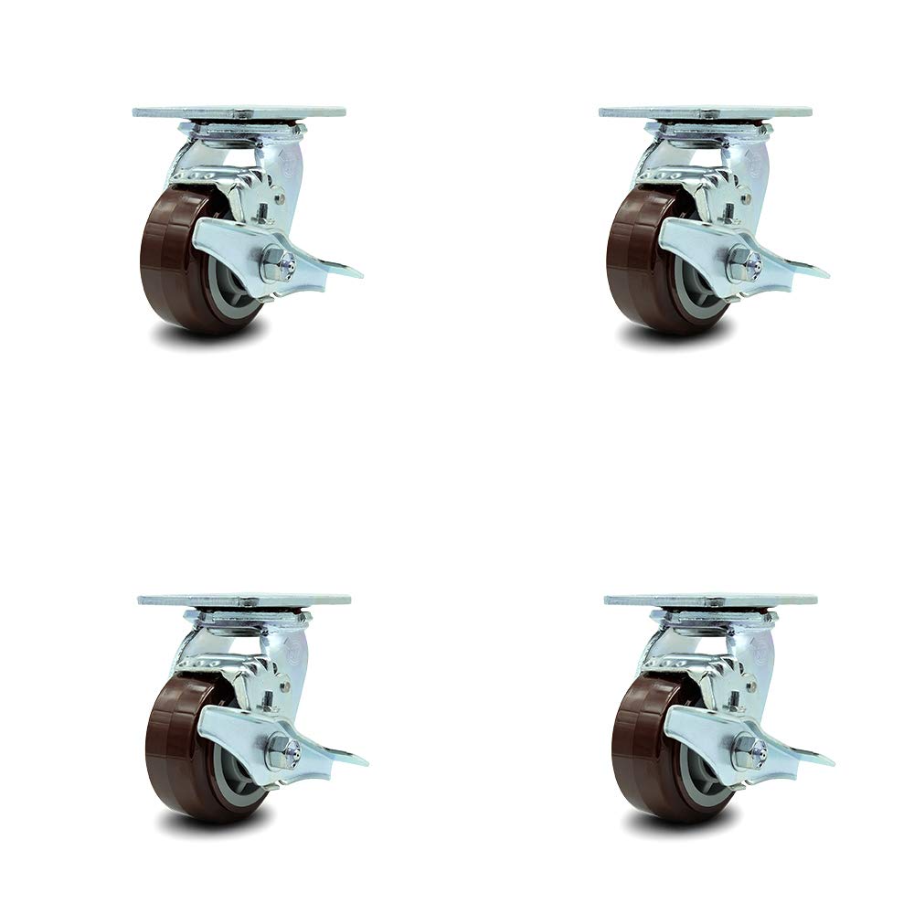 Heavy Duty Swivel Caster, Non-Marking Polyurethane Wheel, 8 Size Pack of 2 E912897