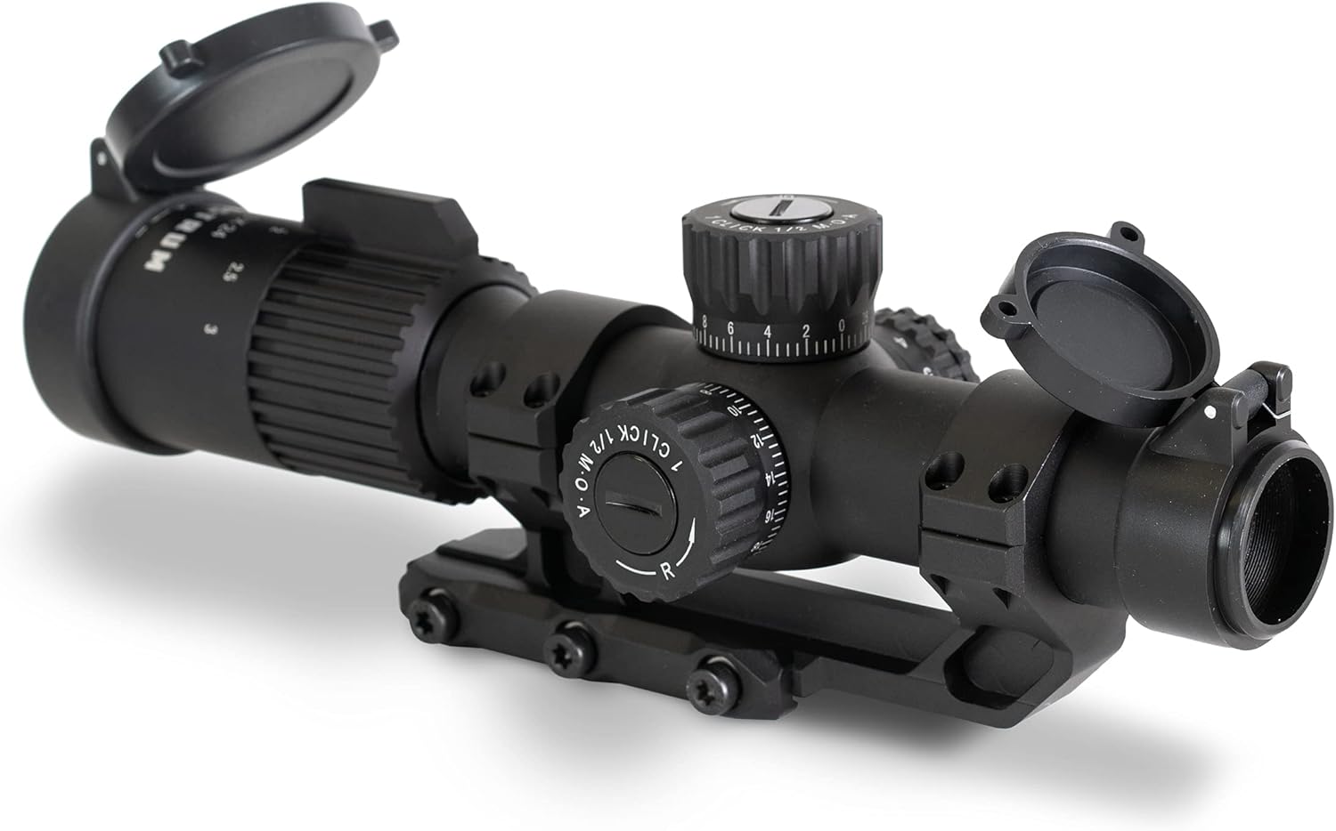 1-3x24 First Focal Plane Rifle Scope with Illuminated MOA Reticle and Offset Cantilever Mount U349