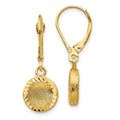 14k Brushed and Polished Diamond-cut Circle Leverback Earrings C745