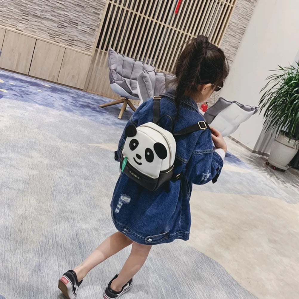 Cartoon Panda Pattern Large Size Black Travel Backpack T658258