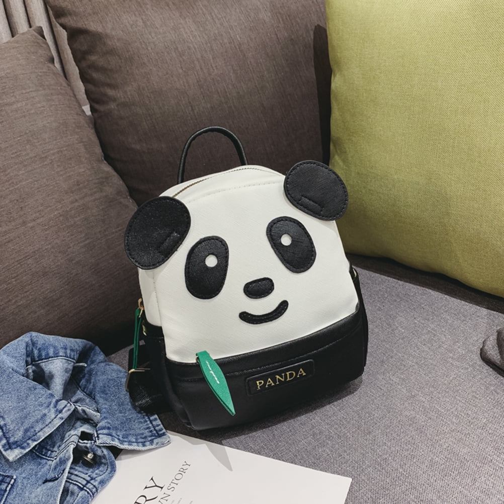 Cartoon Panda Pattern Large Size Black Travel Backpack T658258