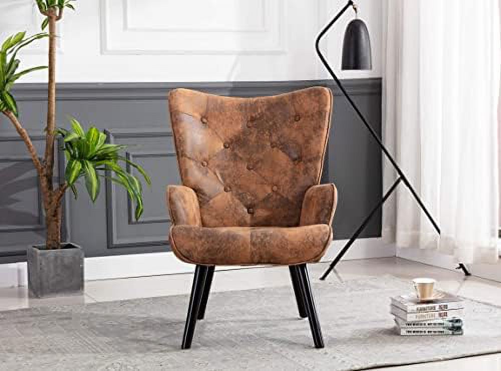 Brow Microfiber Cushioned Wingback Armchairs Set Q980
