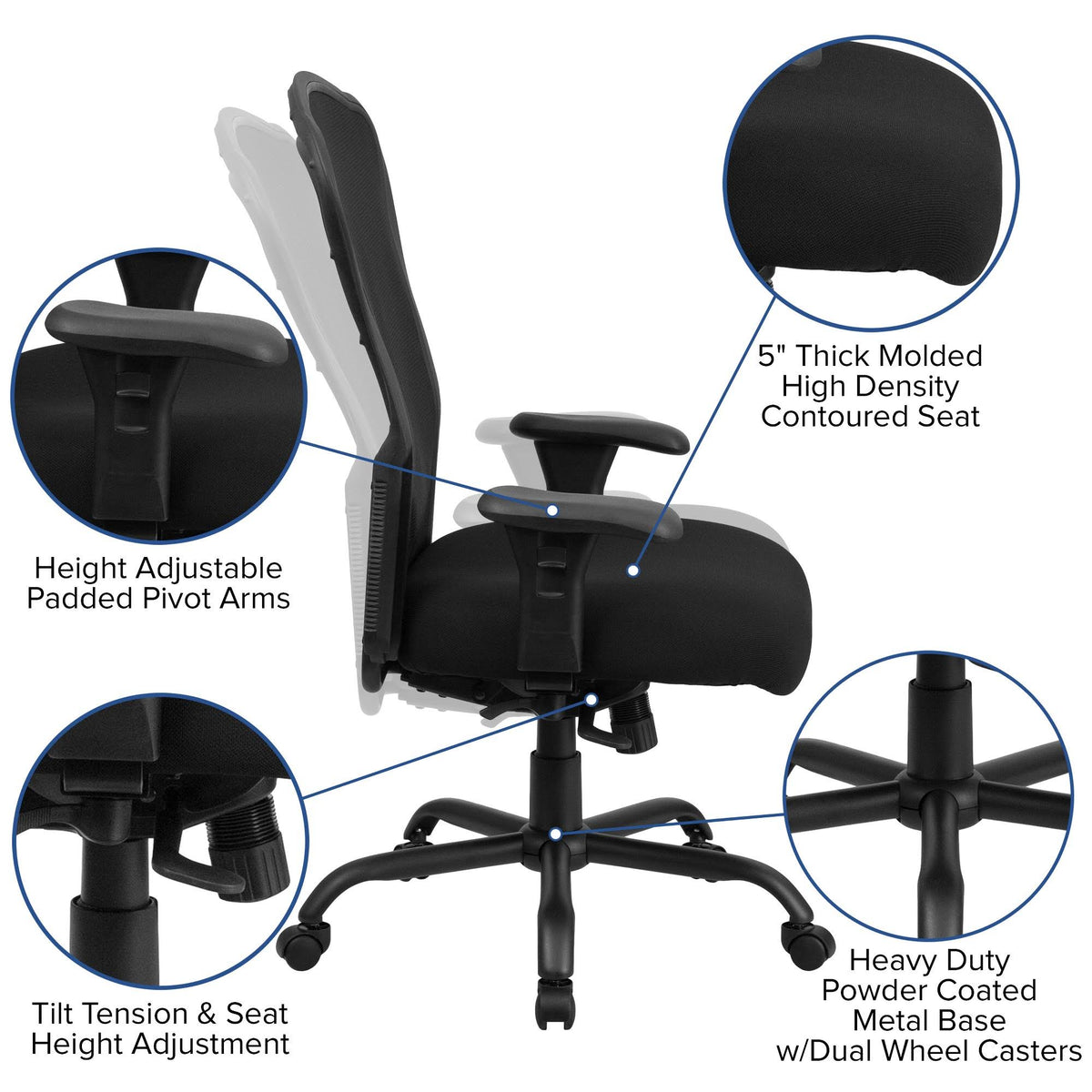 Black Mesh Swivel Ergonomic Office Chair U3898