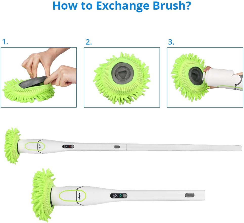 Electric Spin Scrubber with LED Display, Cordless Shower Cleaner with Storage Rack E9484