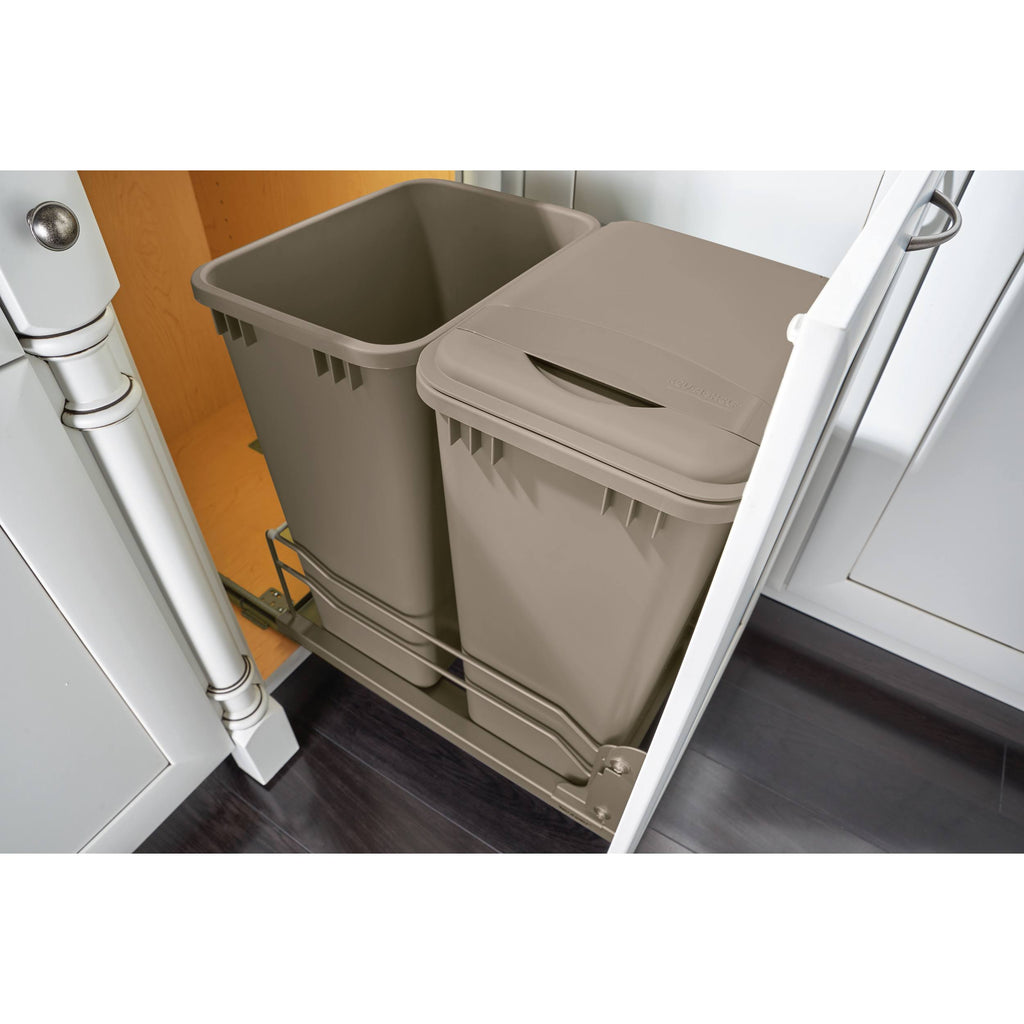 Double 35 qt. Pull-Out Silver Waste Container H138343