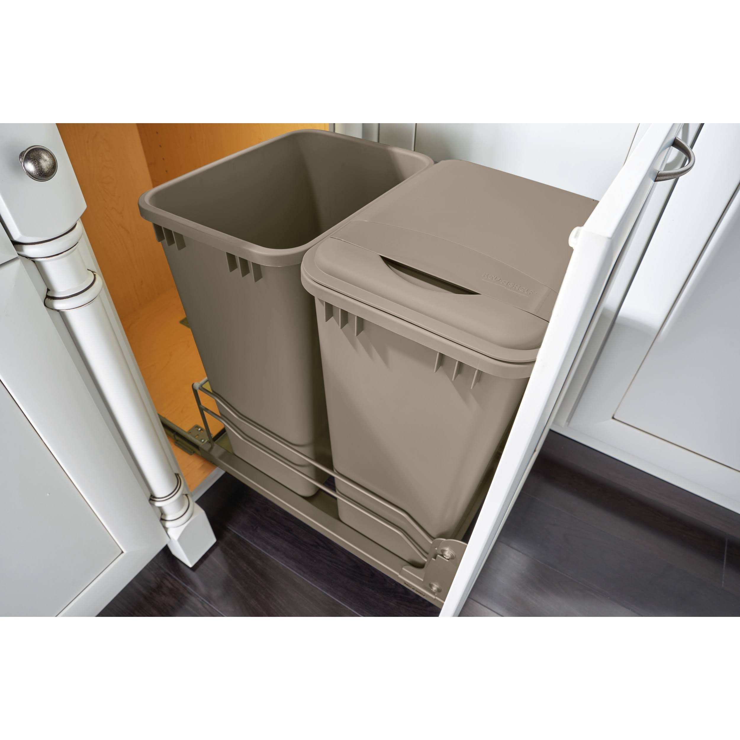 Double 35 qt. Pull-Out Silver Waste Container H138343