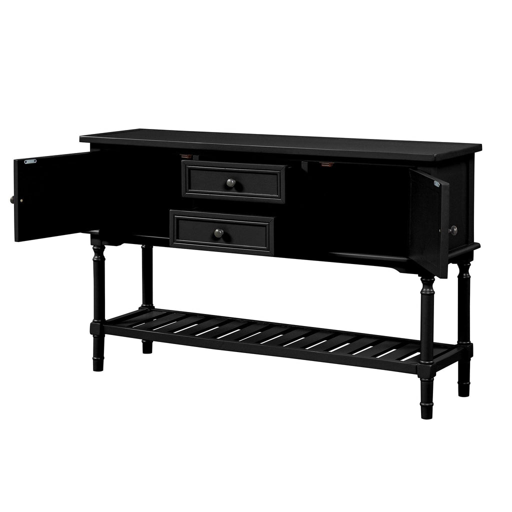 Black Navy Blue Console Table with 2 Drawer Cabinet Shelf B69863