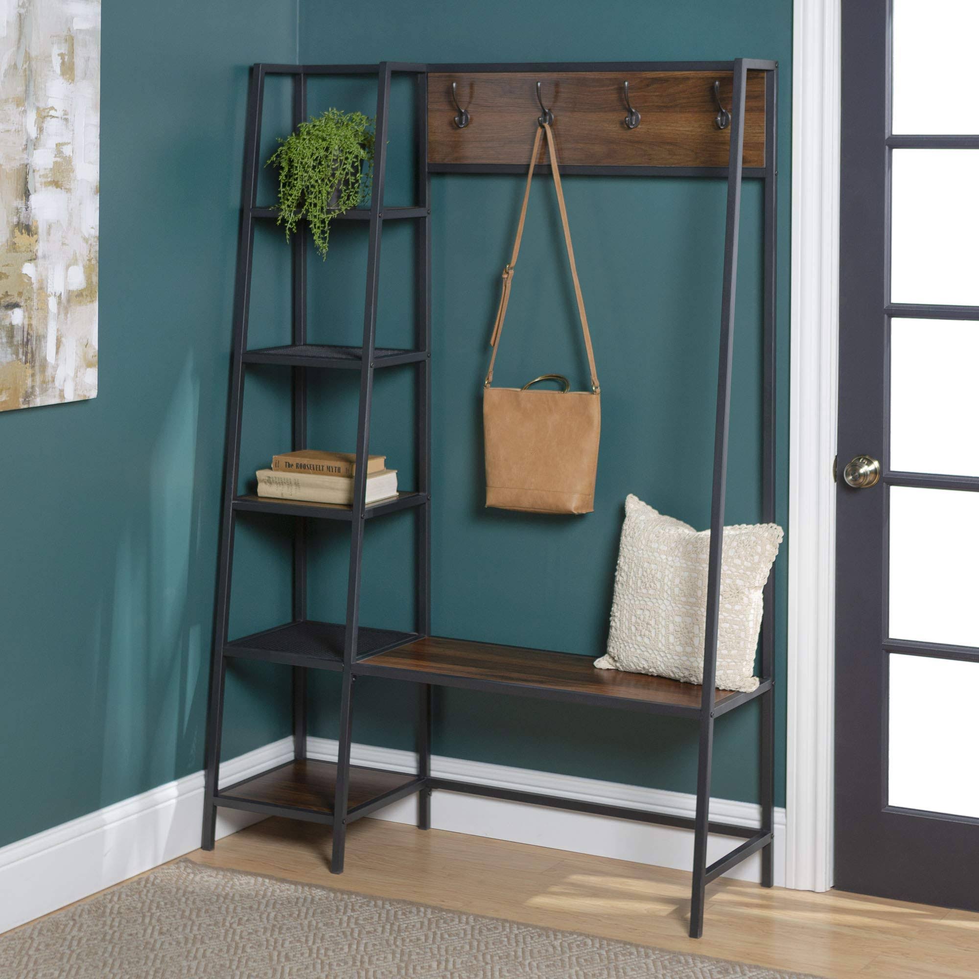72 inch Dark Walnut Hall Tree with Storage Q2946
