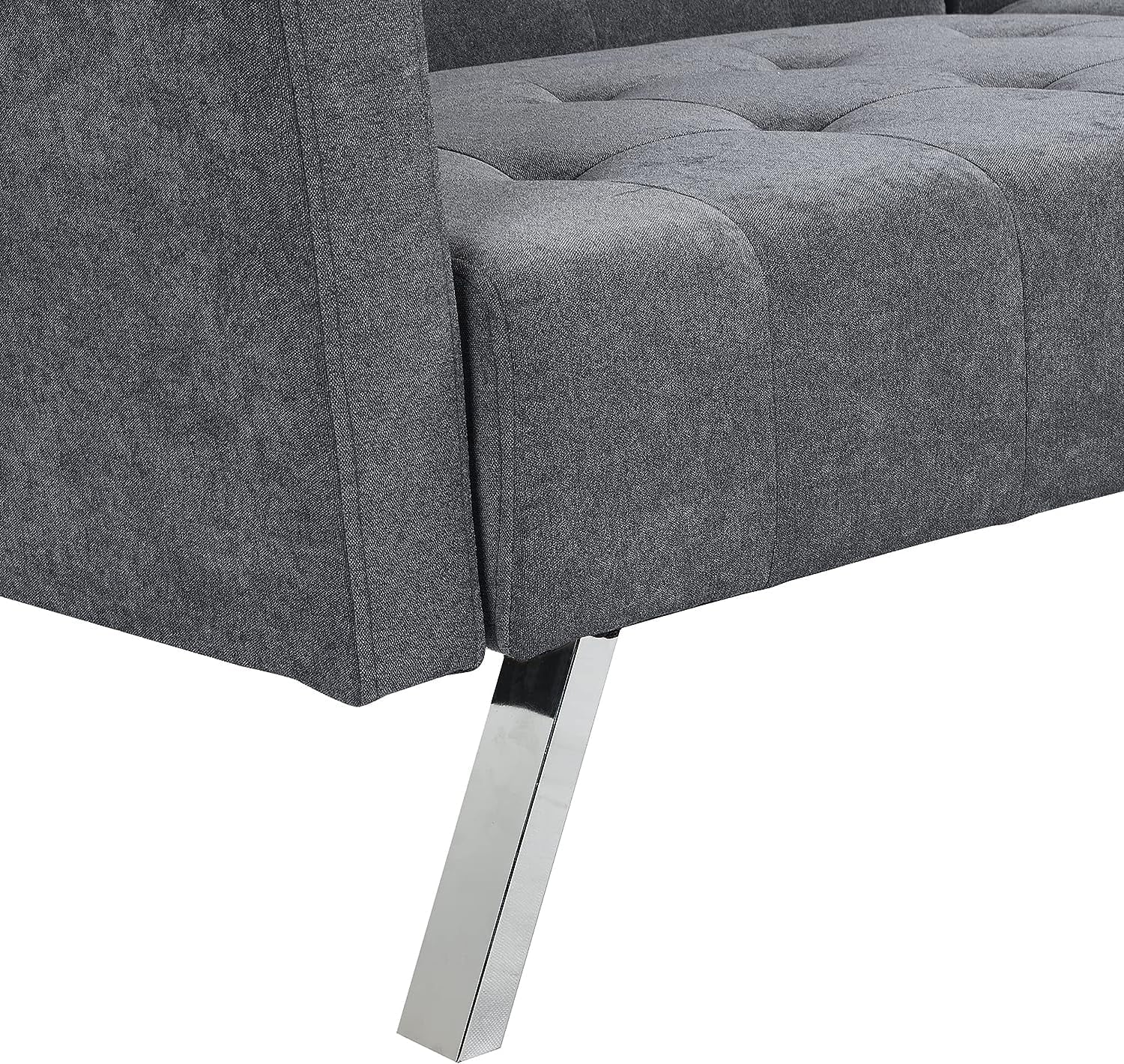 75" Convertible Folding Futon Sofa Bed with Armrest and Chrome Legs L828