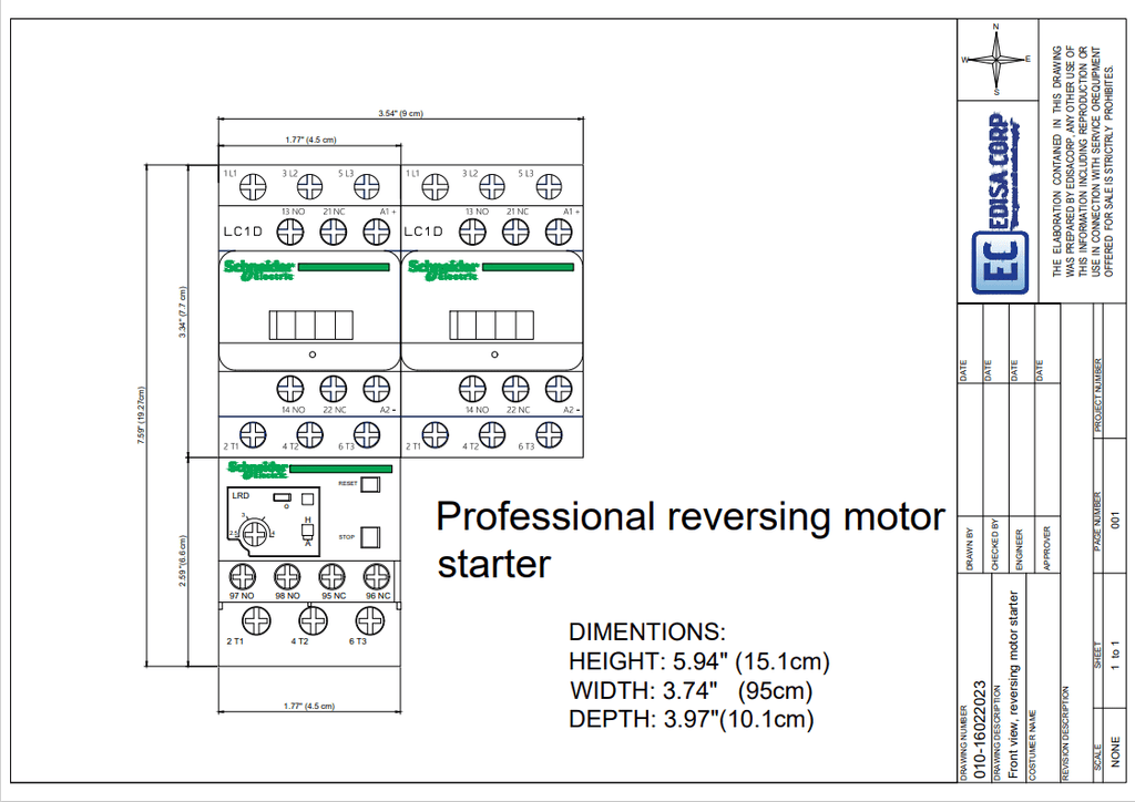 Reversing Contactor, 2.5-4 Amp, Coil 440V C25069