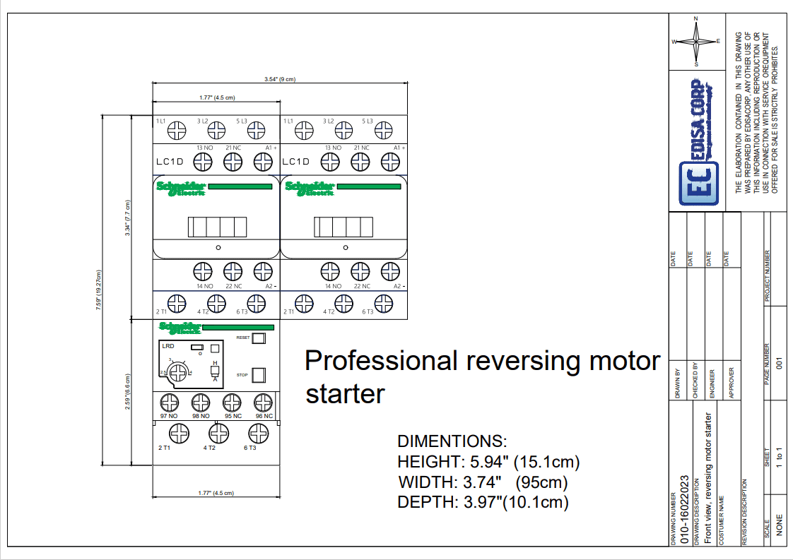 Reversing Contactor, 2.5-4 Amp, Coil 440V C25069