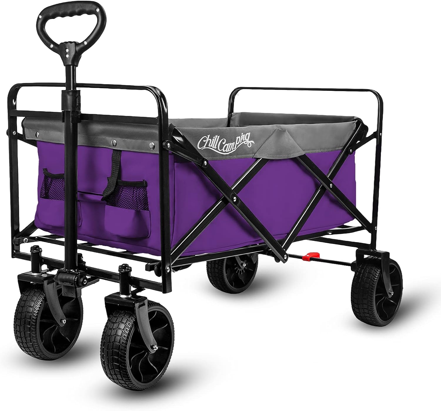 Purple Collapsible Folding Utility Wagon with Rubber Wheels W61542