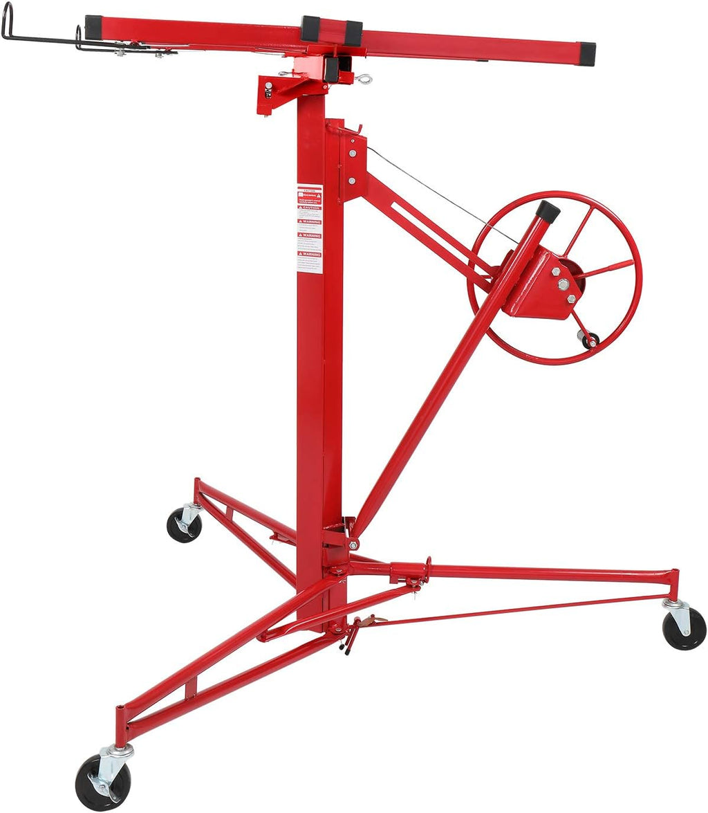 11 FT Drywall Lift Portable Panel Hoist with Adjustable Telescopic Arm Lockable Caster Wheel J4405