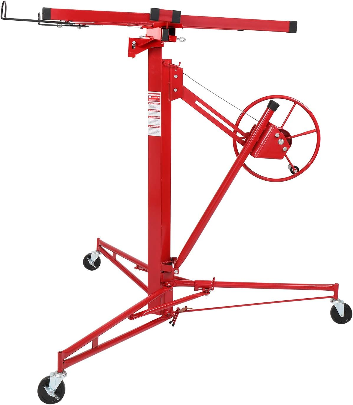 11 FT Drywall Lift Portable Panel Hoist with Adjustable Telescopic Arm Lockable Caster Wheel J4405