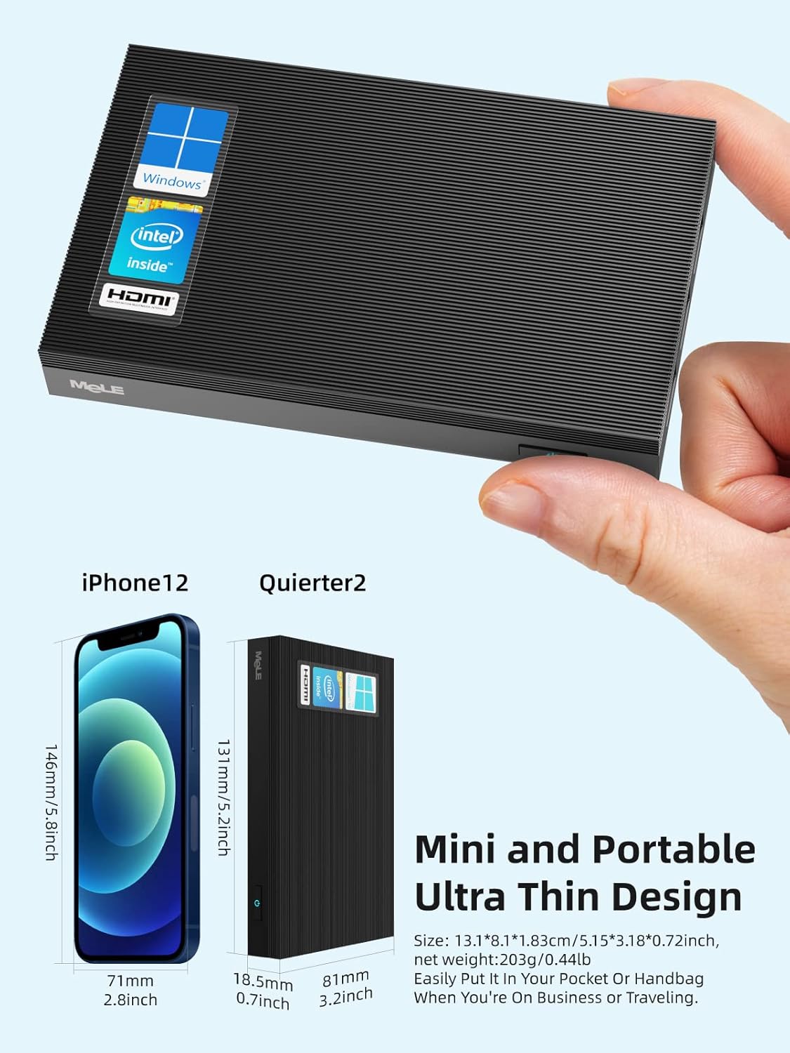 Fanless Mini PC 8G 256GB 4K Dual HDMI Gigabit Ethernet D457381