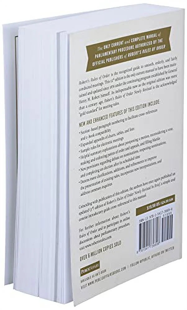 Robert's Rules of Order Newly Revised, 12th edition (Paperback) K1887