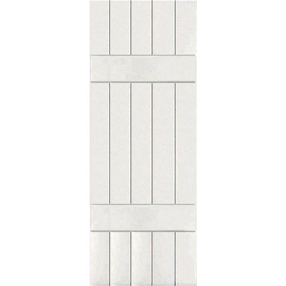 White Exterior Wood Board and Batten Shutters Pair L7697