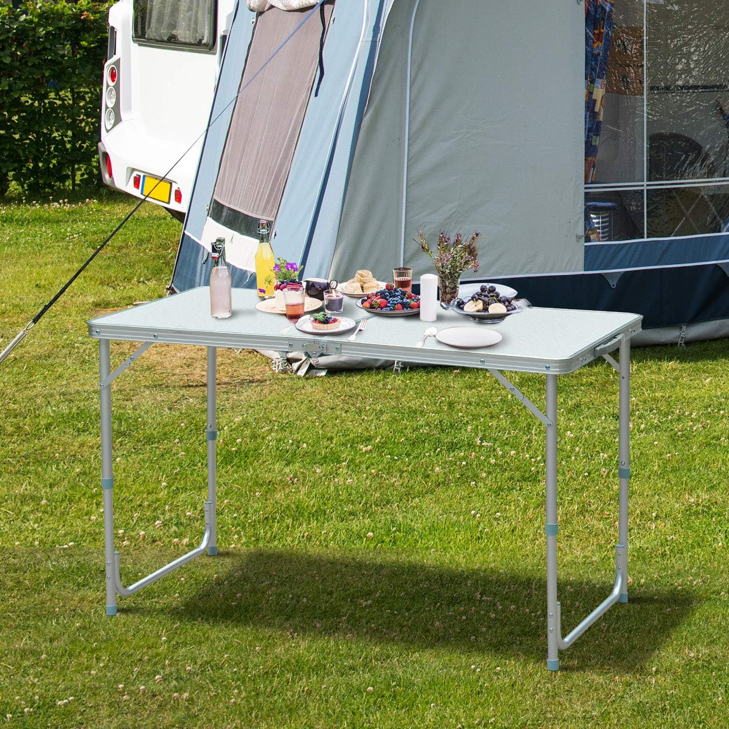 47 Aluminum Lightweight Portable Camping Table with Carry Handle F41734
