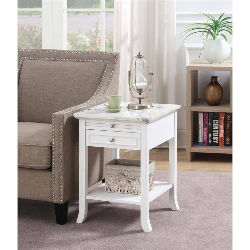 White End Table with Drawer and Slide H689