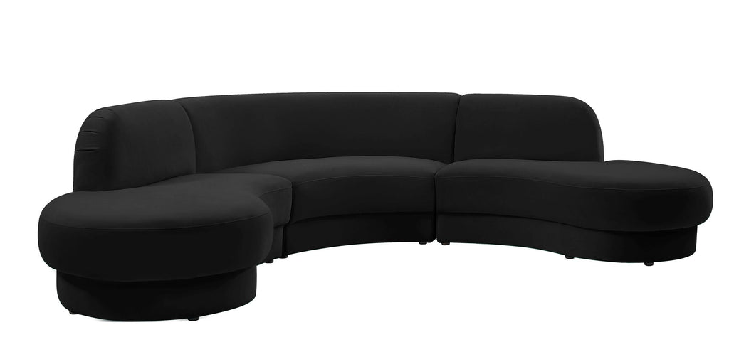 Black Velvet Sectional Sofa V504392